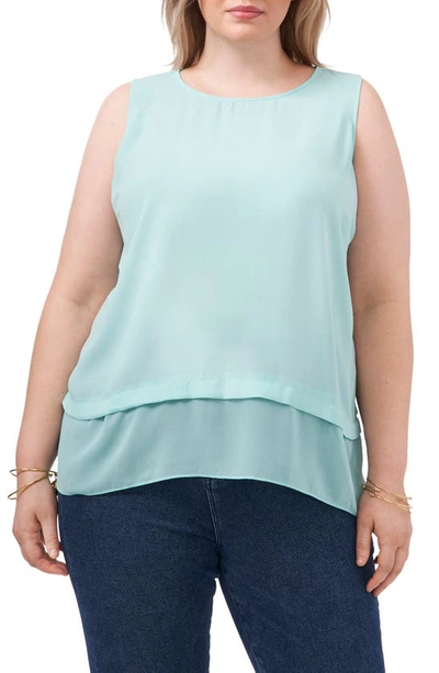 Shop Vince Camuto Layered Sleeveless Blouse In Crystal Lake