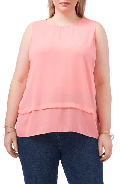 Shop Vince Camuto Layered Sleeveless Blouse In Cool Melon