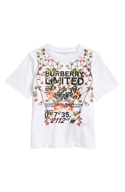 Shop Burberry Kids' Floral Logo Graphic Tee In White