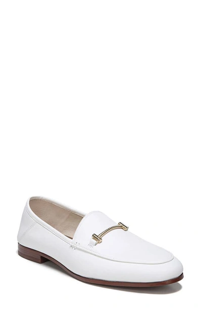 Sam Edelman Loraine Embellished Leather Collapsible-heel Loafers In Bright White Calf Leather