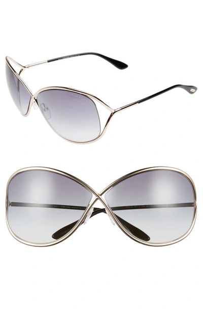 Shop Tom Ford Miranda 68mm Open Temple Oversize Metal Sunglasses In Shiny Rose Gold/ Grad Smoke
