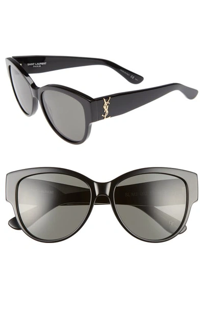 Shop Saint Laurent 55mm Cat Eye Sunglasses In Black