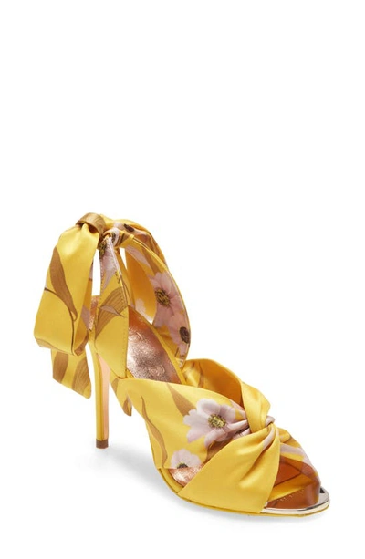 Shop Ted Baker Recalad Sandal In Yellow Print Fabric