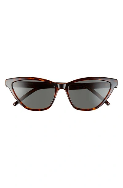 Shop Saint Laurent 56mm Cat Eye Sunglasses In Havana/ Grey