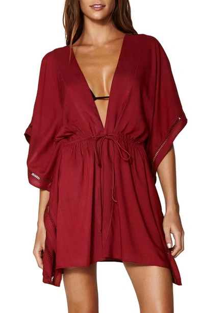 Shop Vix Swimwear Vix Embroidered Cover-up Wrap In Red