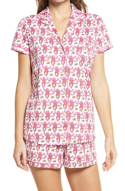 Shop Roller Rabbit Monkey Polo Short Pajamas In Pink