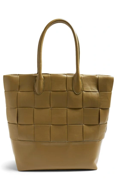 Shop Topshop Weave Faux Leather Tote In Olive