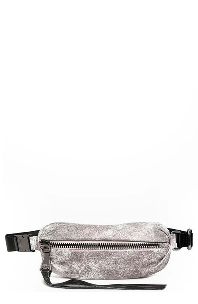 Shop Aimee Kestenberg Milan Mini Leather Belt Bag In Distressed Pewter
