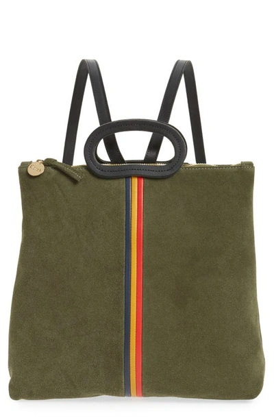 Shop Clare V Marcelle Suede Backpack In Army Suede Stripe