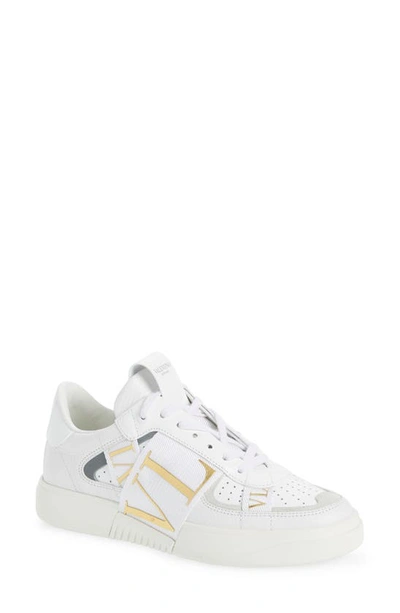 Shop Valentino Vl7n Logo Band Sneaker In Bianco/ Gold