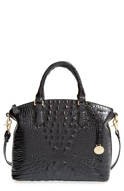 Brahmin Small Elaine Croc Embossed Leather Satchel In Black