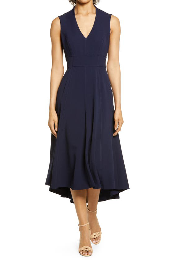 Eliza J High/low Fit & Flare Dress In Navy/navy | ModeSens
