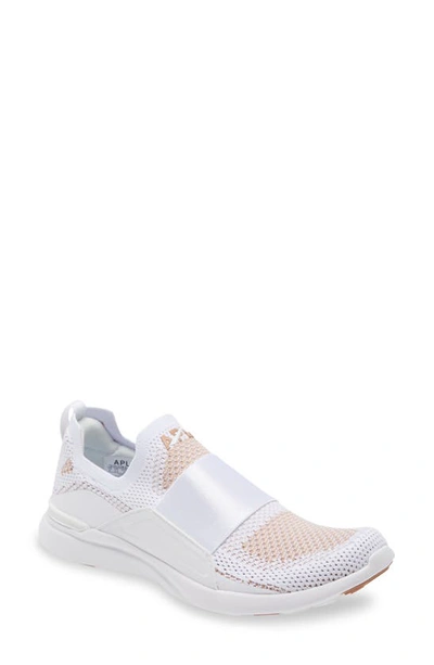 Shop Apl Athletic Propulsion Labs Techloom Bliss Knit Running Shoe In White / Caramel