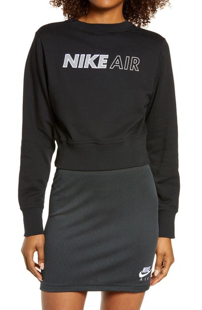 Shop Nike Air Crew Crop Sweatshirt In Black/ White