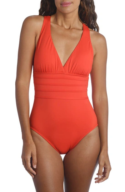 Shop La Blanca Cross Back One-piece Swimsuit In Paprika