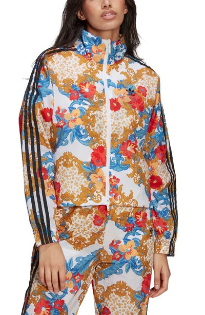 Shop Adidas Originals X Her Studio Floral Print Track Jacket In White Multicolor