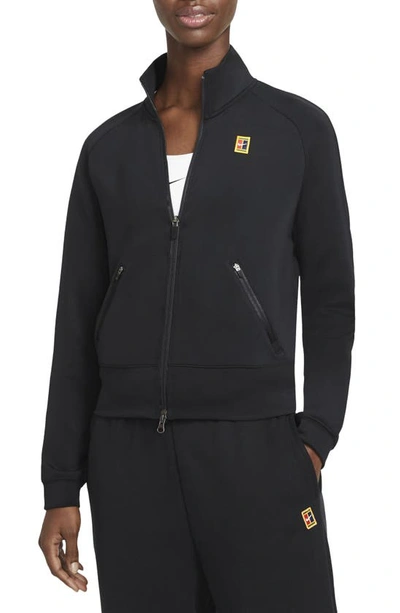 Shop Nike Court Dri-fit Track Jacket In Black/ Black