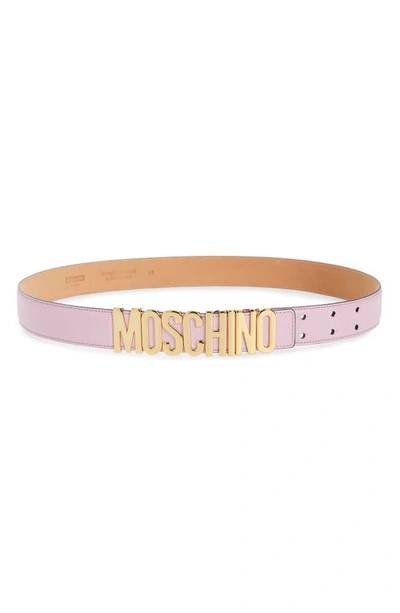 Shop Moschino Logo Leather Belt In Pink