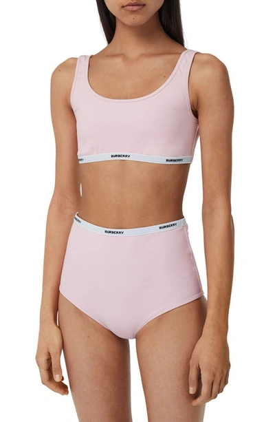 Shop Burberry Tarnie Logo Band Two-piece Swimsuit In Orchid Pink