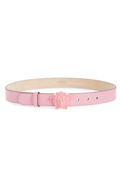 Shop Versace Medusa Leather Belt In Pink