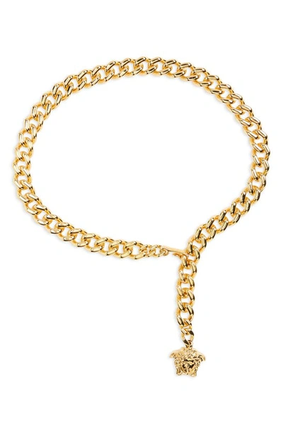 Shop Versace Medusa Charm Chain Belt In Gold