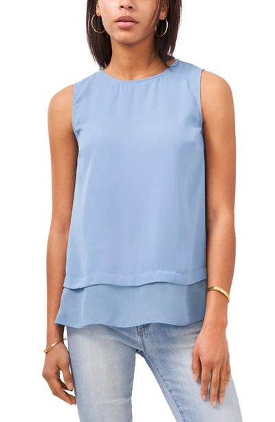 Shop Vince Camuto Layered Sleeveless Blouse In Canyon Blue