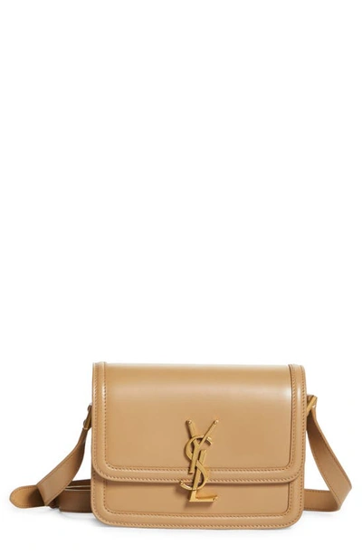 Shop Saint Laurent Small Solferino Leather Shoulder Bag In Natural Tan