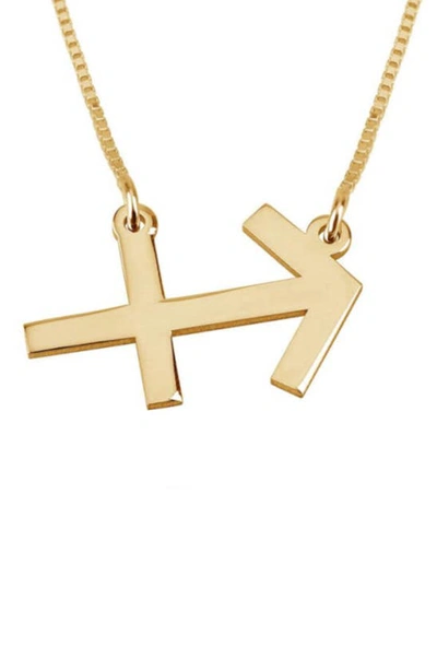 Shop Melanie Marie Zodiac Pendant Necklace In Gold Plated - Sagittarius