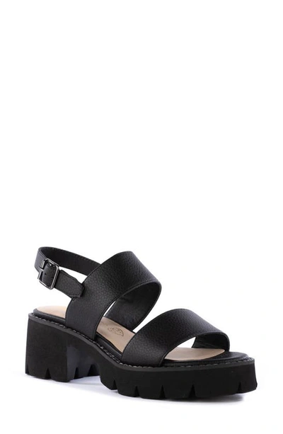 Shop Bc Footwear Left Unsaid Platform Sandal In Black V-leather