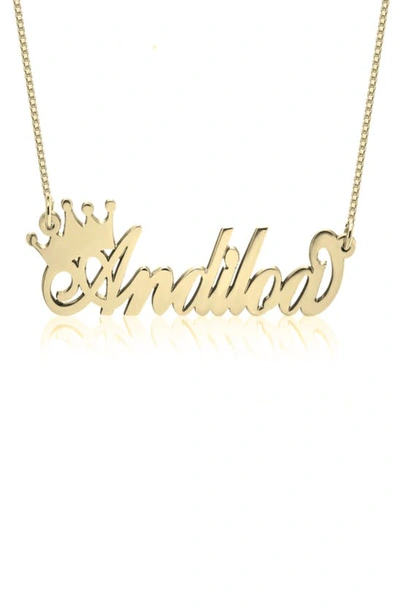 Shop Melanie Marie Crown Me Personalized Nameplate Pendant Necklace In Gold Plated