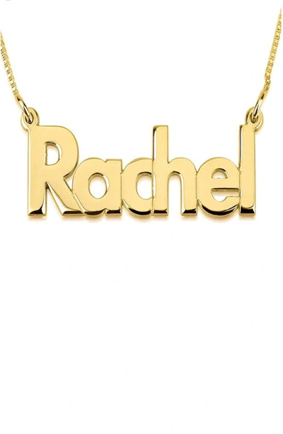 Shop Melanie Marie Bold Nameplate Customizable Pendant Necklace In Gold Plated