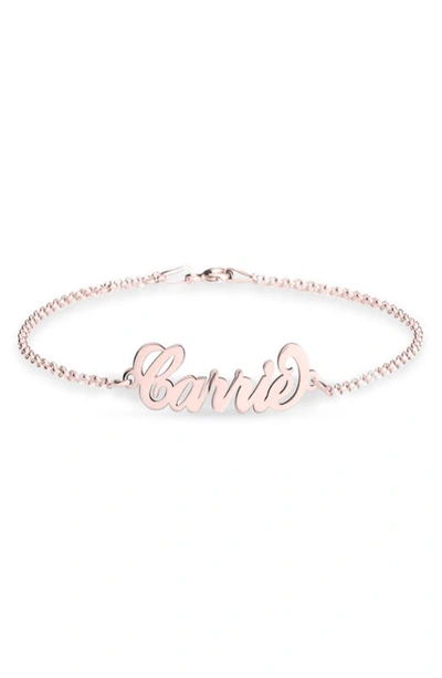 Shop Melanie Marie Personalized Nameplate Bracelet In Rose Gold Plated