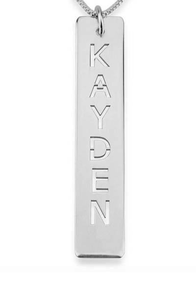 Shop Melanie Marie Personalized Bar Pendant Necklace In Sterling Silver