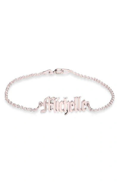 Shop Melanie Marie Personalized Nameplate Pendant Bracelet In Rose Gold Plated