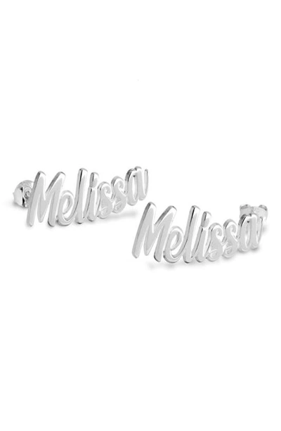 Shop Melanie Marie Personalized Name Stud Earrings In Sterling Silver