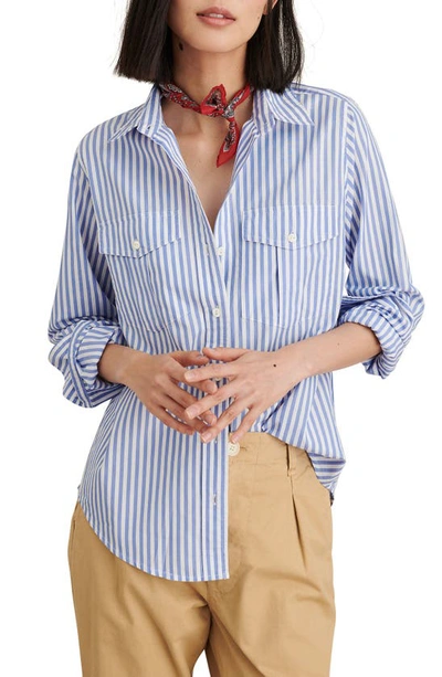 Shop Alex Mill Georgie Stripe Button-up Shirt In Blue/ White