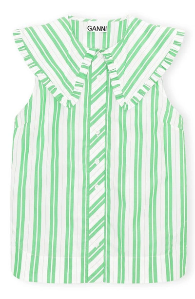 Shop Ganni Stripe Sleeveless Top In Kelly Green