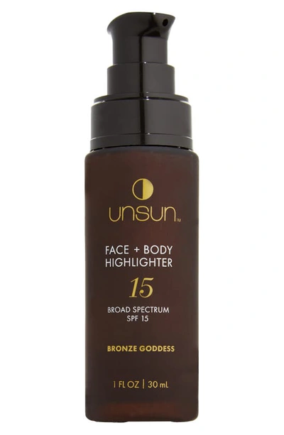Shop Unsun Face + Body Highlighter Broad Spectrum Spf 15 Sunscreen, 1 oz In Bronze Goddess