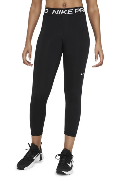 Nike Women's Pro Mid-rise Crop Leggings (plus Size) In Black/white |  ModeSens