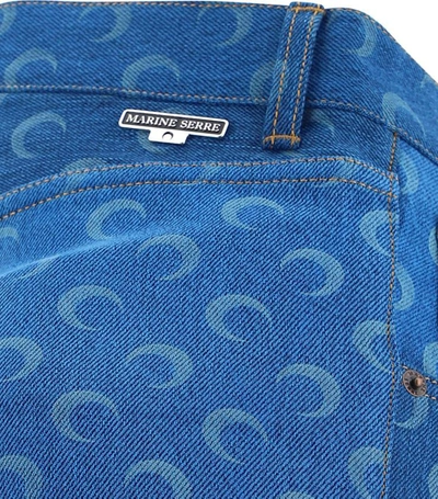 Shop Marine Serre "moon" Regenerated Jeans In Blue