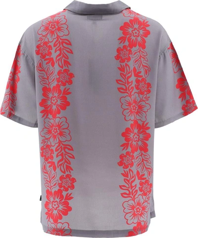 Shop Stussy "pattern" Hawaiian Shirt In Grey