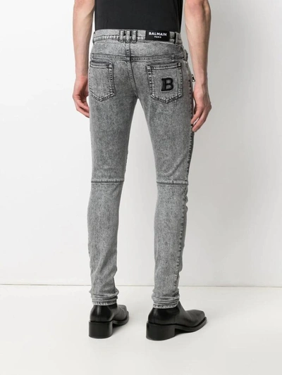 Shop Balmain Jeans In Gris Clair De Lave