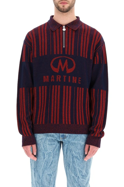 Shop Martine Rose Glitter Sweater With Logo In Blue Haute Red