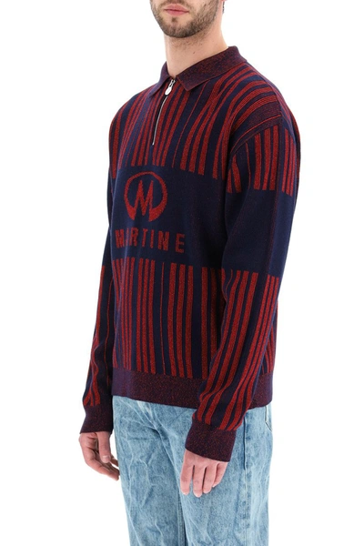 Shop Martine Rose Glitter Sweater With Logo In Blue Haute Red