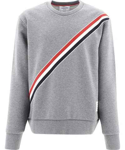Shop Thom Browne "rwb Diagonal Stripe" Sweatshirt In Grey