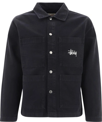 Shop Stussy "canvas Chore" Jacket In Black  