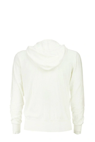 Shop Majestic Hooded Sweatshirt In Cotton And Modal In White