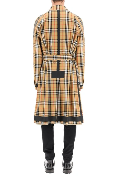 Shop Burberry Reversible Trench Coat With Tartan Motif In Antique Yellow