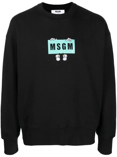Shop Msgm Cartoon Logo-print Sweatshirt In Grigio Melange