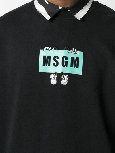 Shop Msgm Cartoon Logo-print Sweatshirt In Grigio Melange
